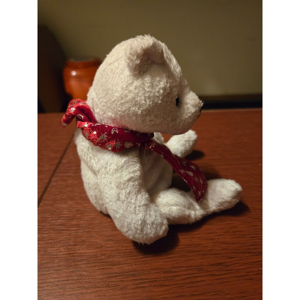 Ty Beanie Baby 1999 Holiday Teddy White Bear Red Snowflake Scarf 2000 Tag 4262 - Picture 4 of 5